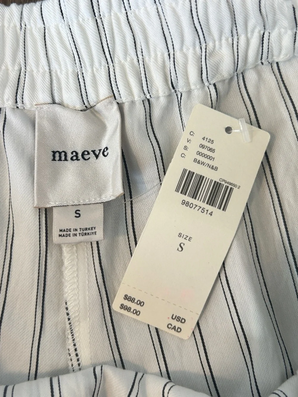 NWT Anthropologie Maeve Black White Striped Flowy Shorts Women’s S